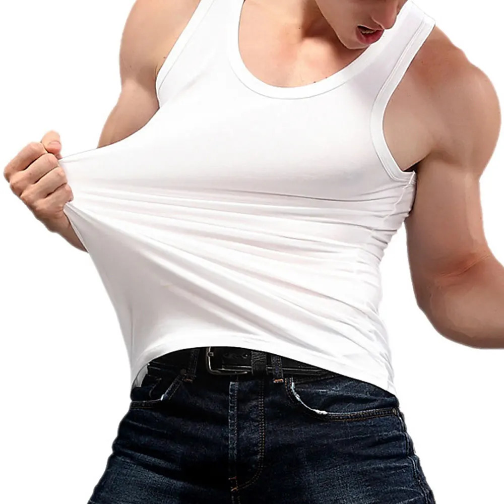 Mens Stringer Tank Top Fitness Single piece Lycra Shirt Summer Clothing Muscle Sleeveless Underwear 250407