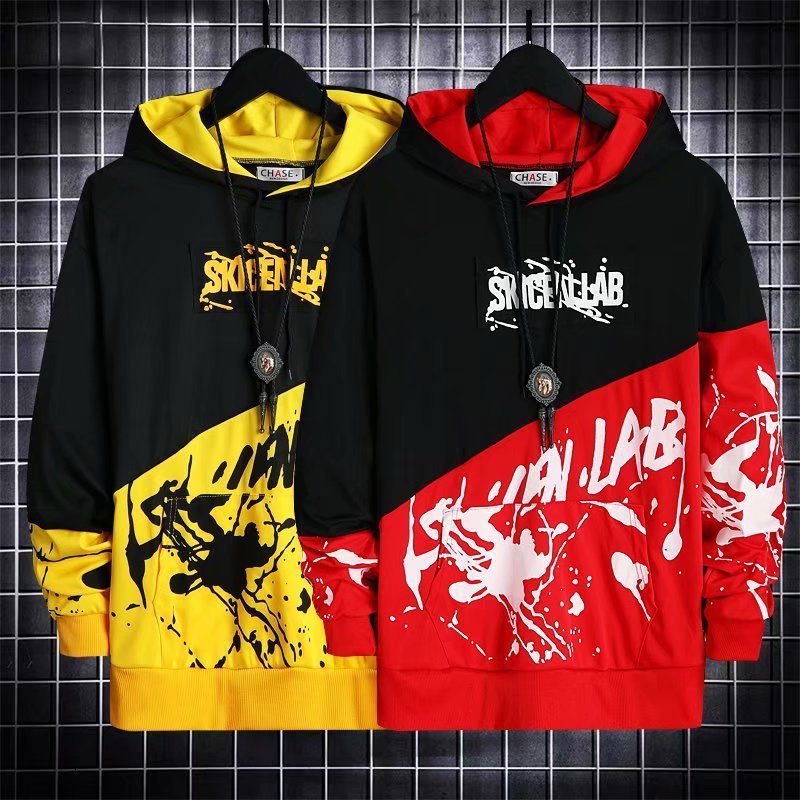 Hip hop splash ink Hoodie mens trend long sleeve top in spring and autumn new loose coat Hoodie