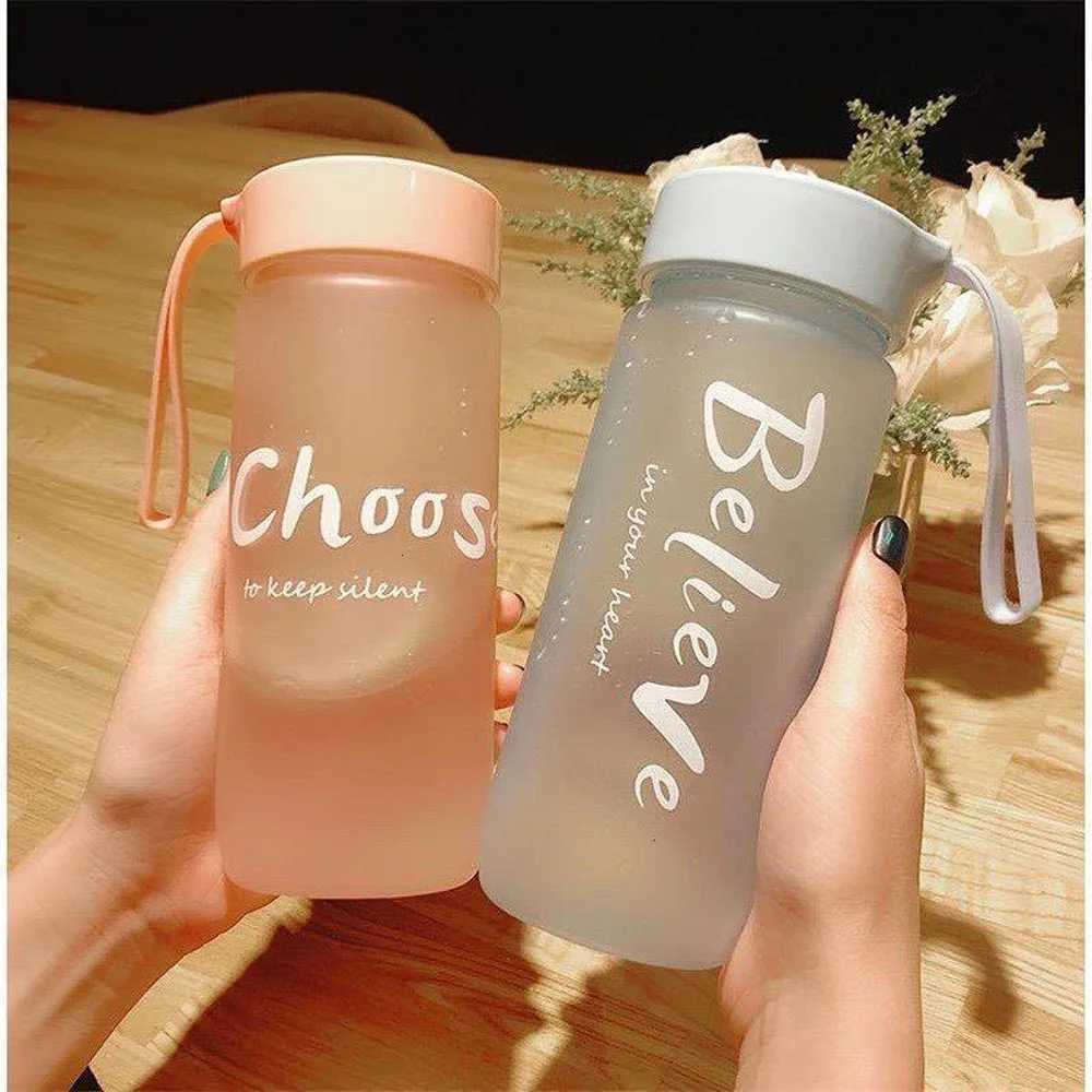 600ml Plastic Transparent Matte Water Cup Outdoor Sports Cold Juice Water Cup Creative Frosted Water Bottle Drinkware CoupleW251114