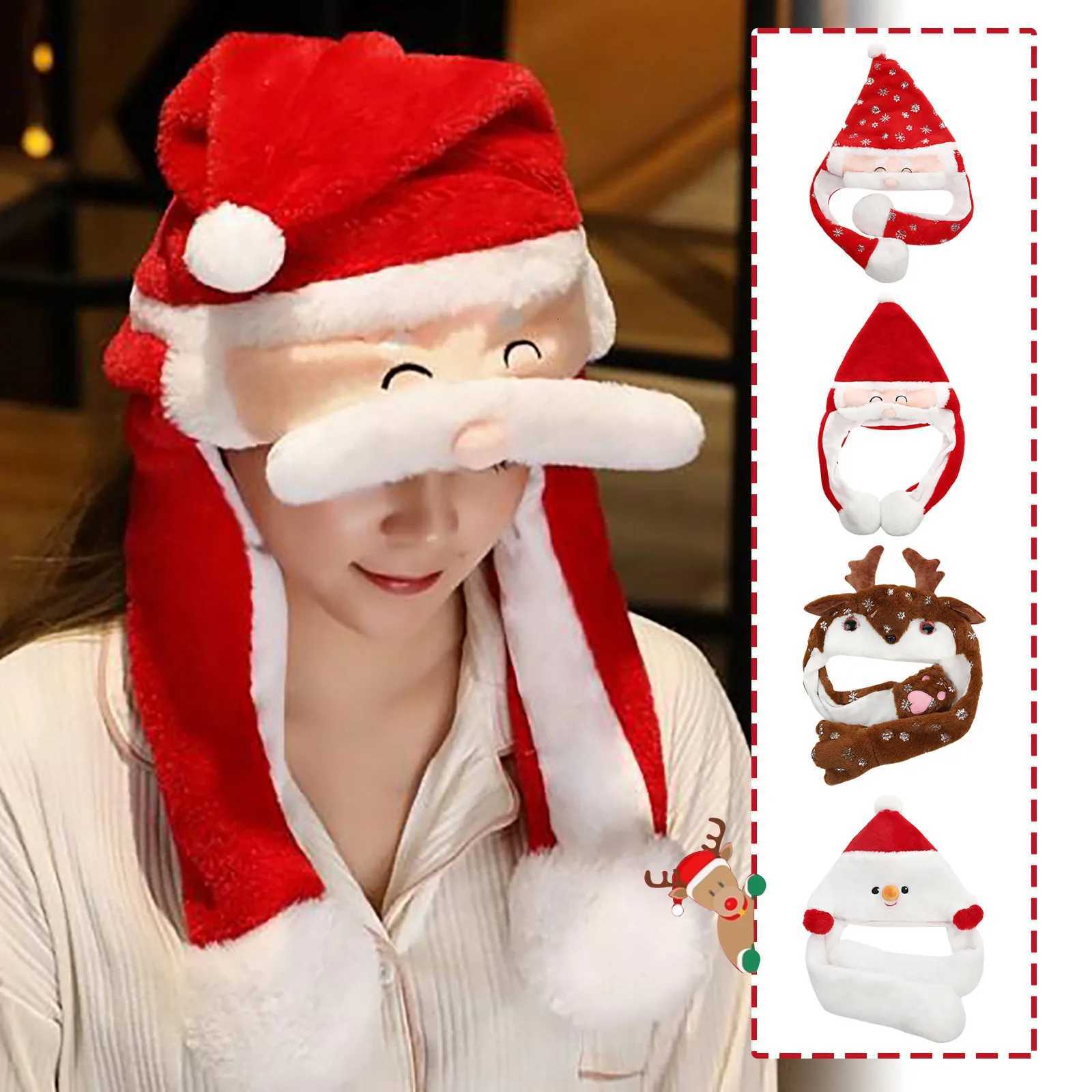 Christmas Santa Pinching Moving Ears Hat Gifts Elk Headgear Headdress Decor Small Gift Xmas Ornaments New Year Christmas navidad Y251115