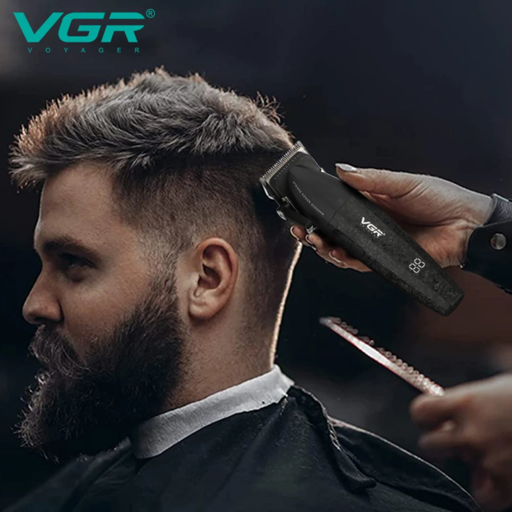 VGR Hair Trimmer Professional Electric Hair Clipper Barber Hair Cutting Machine 9000 RPM Haircut Metal Trimmer for Men V-640 250409