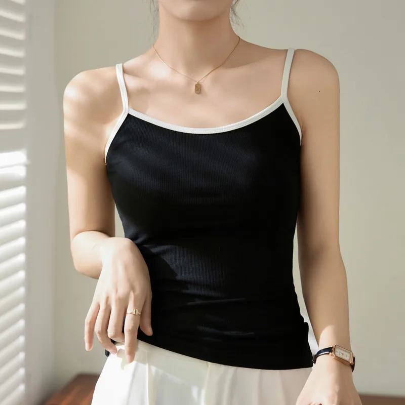 Wxw0438 Black and White Grey Short Camis Top Womens Sexy Tight Crop Splicing Joint Backless Street Clothing Women 250414Z