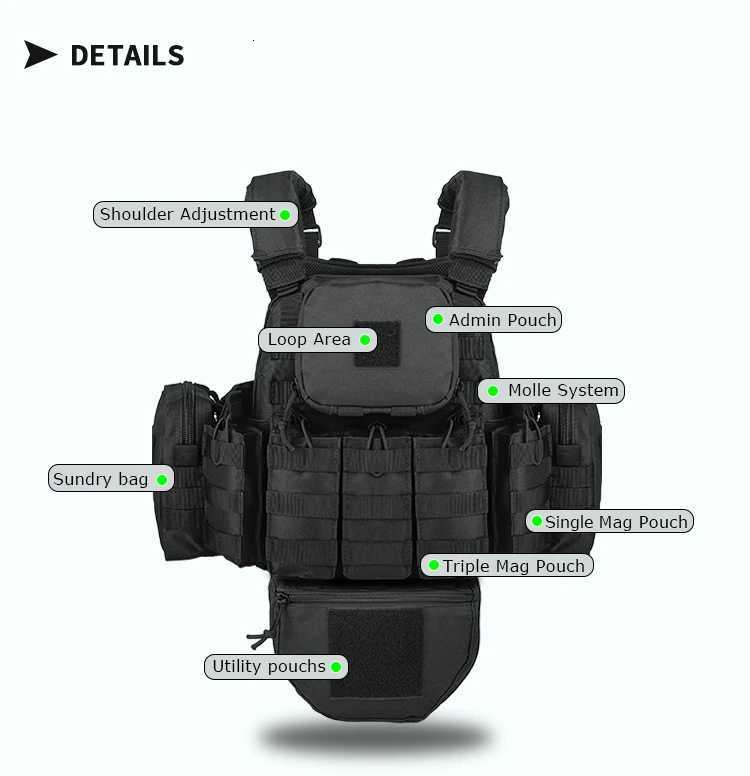 YAKEDA Tactical Plate Carrier Vest Camo Molle Magazine Pouches Hunting Full Protection Tactical Vest With Hydration Carrier Bag XJ251114