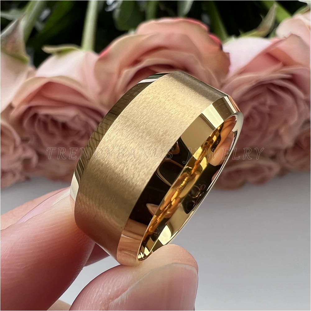 10mm Black Tungsten Carbide Ring for Men Women Fashion Engagement Wedding Band Beveled Edges Matte Finish Comfort Fit 250414