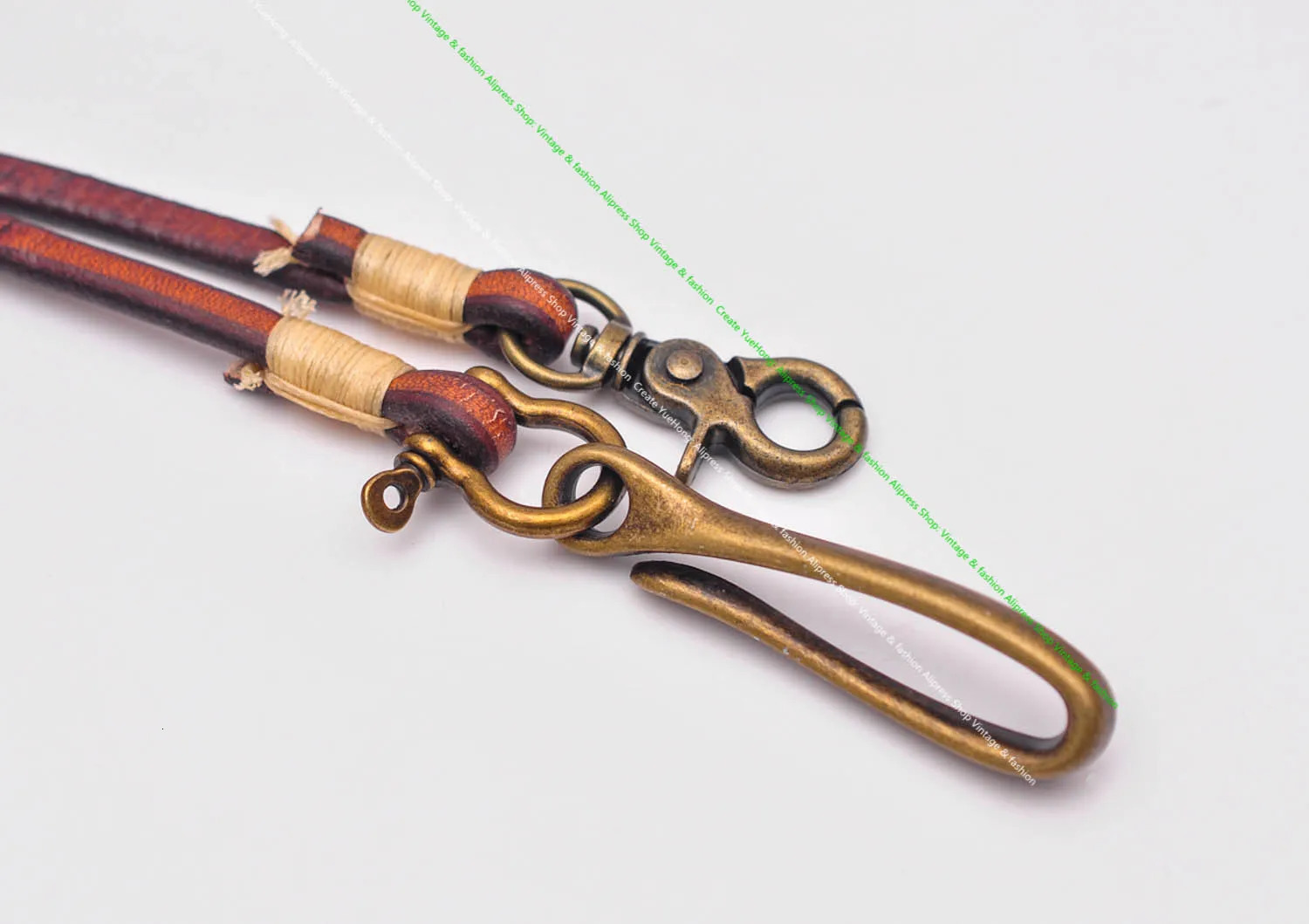 30 Retro Brown Handmade Long Punk Biker Motocycle Trucker 7*5mm Thick Plain Leather Keychain Jean Wallet Chain With Brass Hook 250414