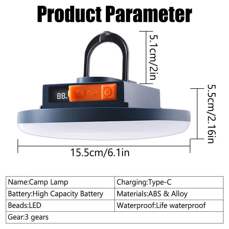 Bright Emergency FloodlightBuilt-in Rechargeable Battery Camping LanternPower Outages/Storm for Tent/Garage/Workshop M251115