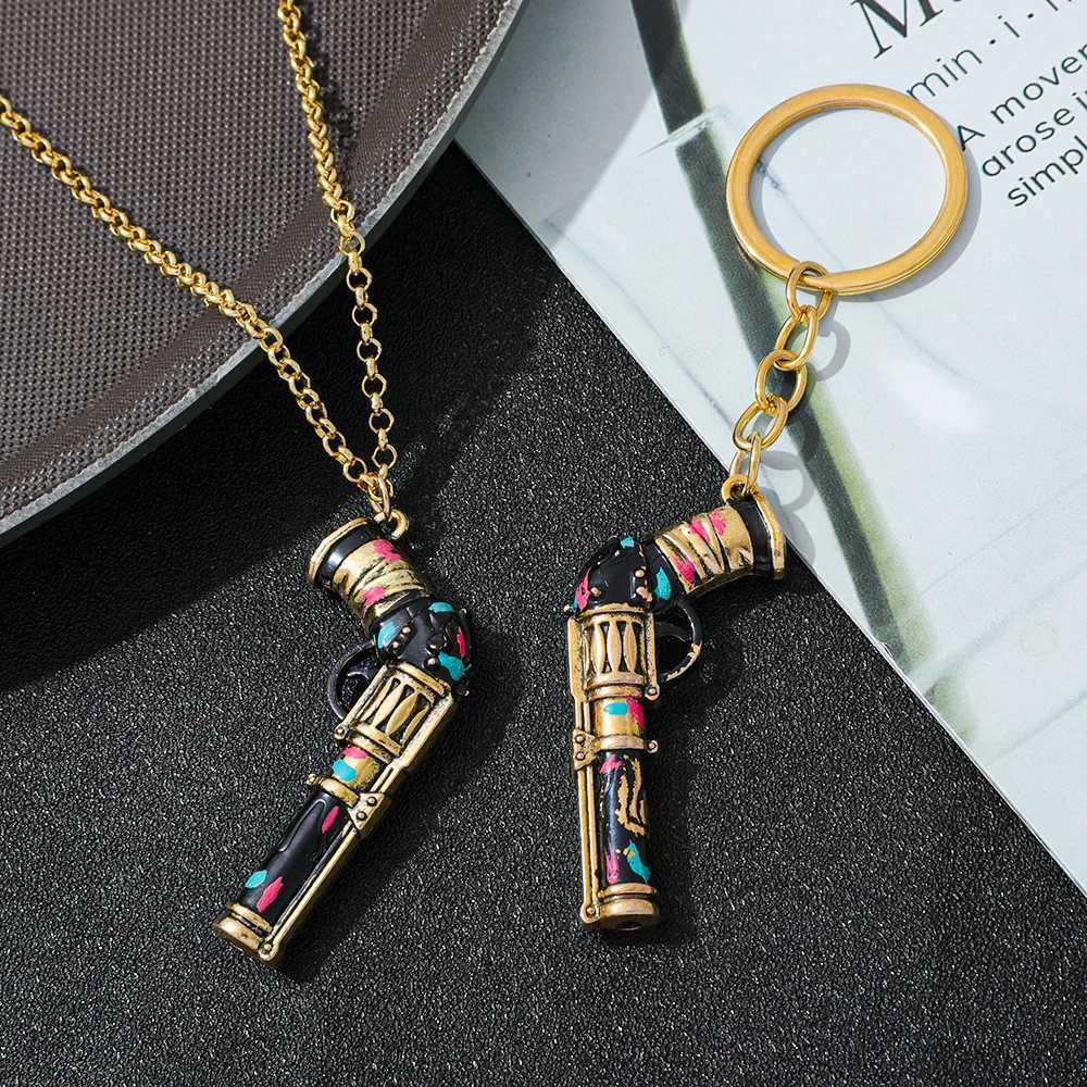 Arcane Jinx 5cm Gun Metal Keychain Mens Legendary Alliance Weapon Model Keychain Metal Keyring Arcane Sheriff Skin M250415