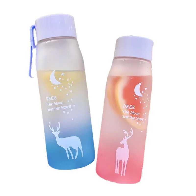 580ml Water Bottle Portable Gradient Color Plastic Water Cup Outdoor Sports Leakproof Drinking BottleW251114