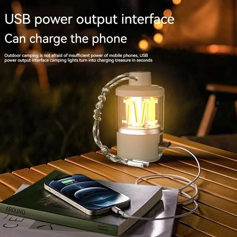 Portable COB Warm Camping Lights Strong LED Lantern Flashlight Rechargeable Outdoor Emergency Fishing Tents Tungsten Lamp M251115