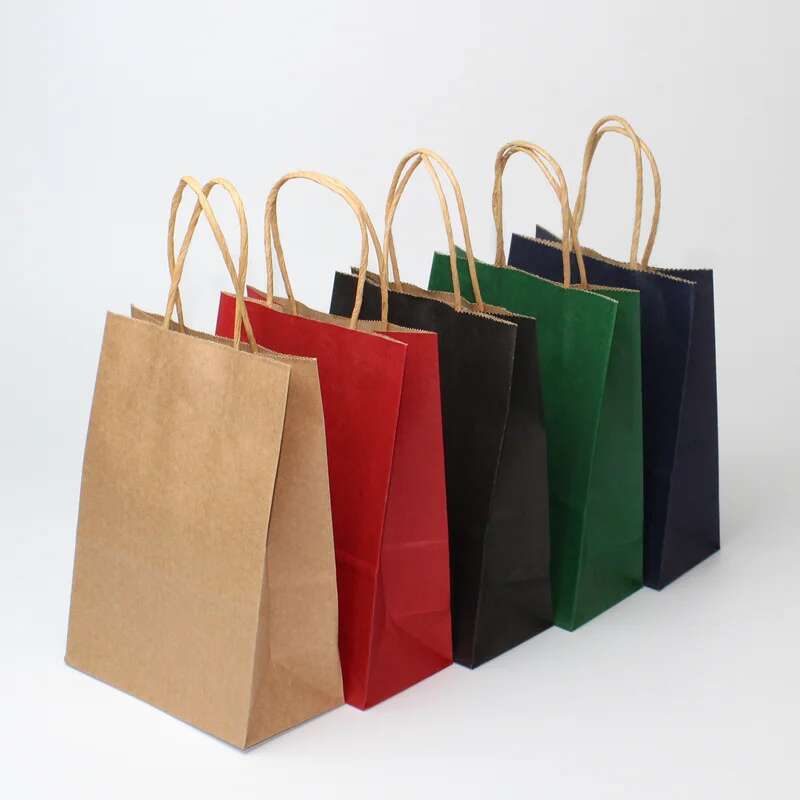 20 Pcs Eco-Friendly Reusable Brown Kraft Bags For Grocery And Paper Shopping Bag Customizable