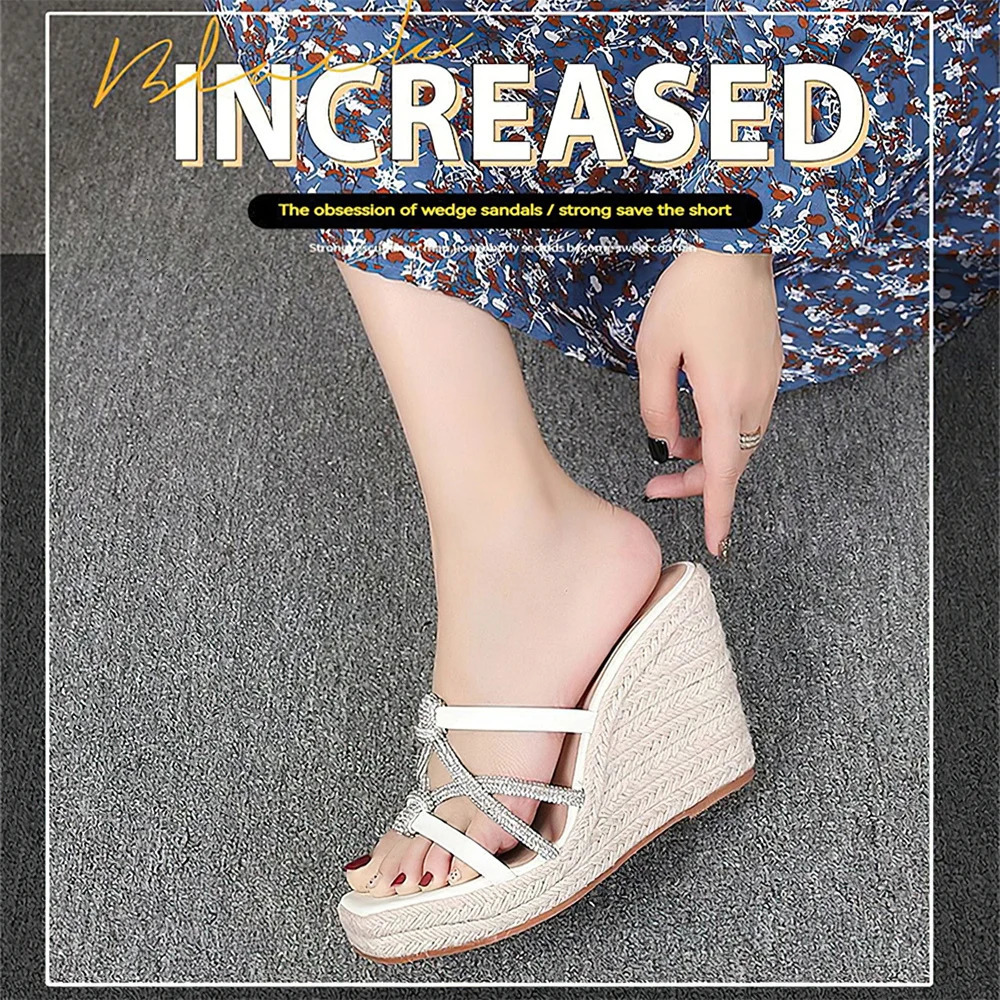 Womens leisure platform slippers summer sandals wedge high heels slippers womens mule shoes large size 43 44 45 250411