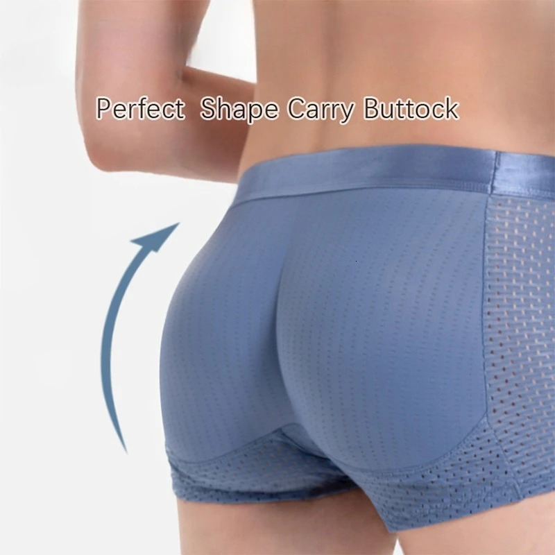 Men Trunks Builtin Butt Hip Lifter Enhancer Shorts Boxer Briefs Padded Underwear Shapewear Underpants Nylon Breathable 251103