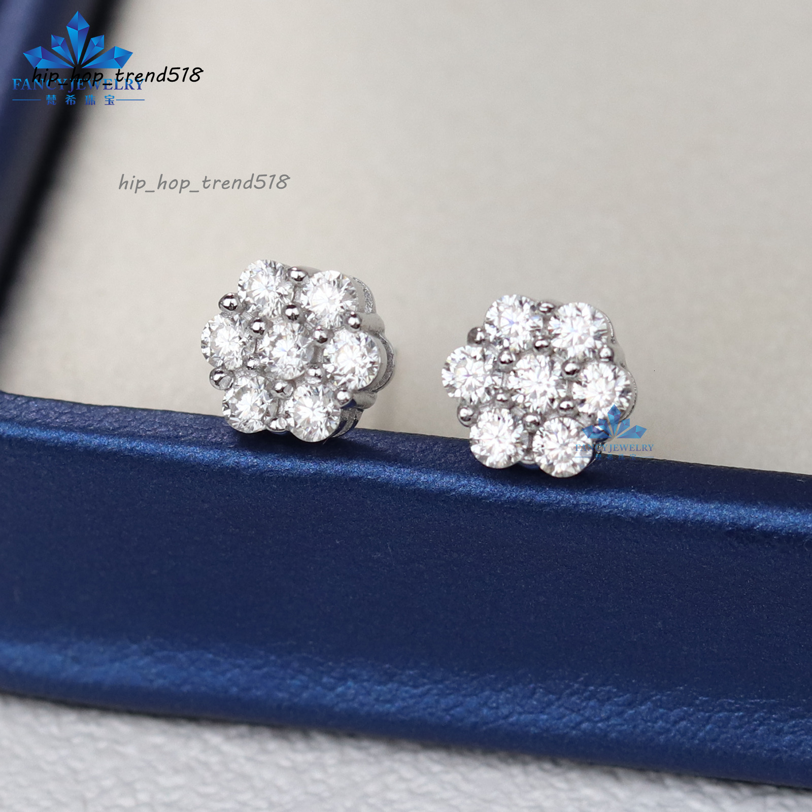 NEW 3mm Cluster Flower S925 VVS Moissanite Stud Earrings Fine Trendy Fashion Jewelry with GRA Certificate