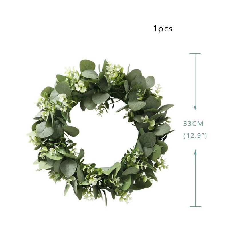 CYUAN Eucalyptus Wreath Flowers Gifts Diy Christmas Creative Artificial Garland Hanging Pendants Wedding Decoration Home PartyM251115