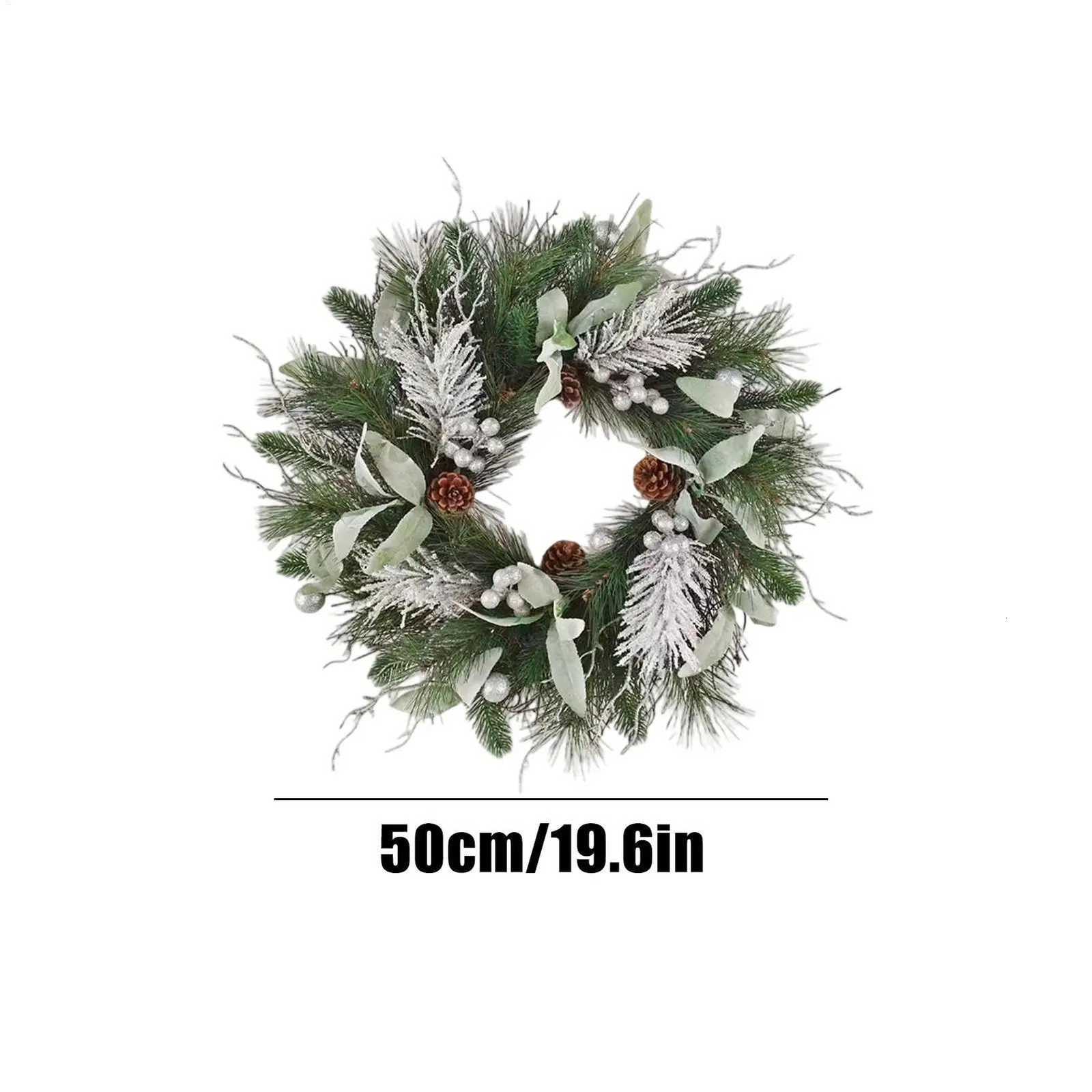 Winter Christmas Wreath Realistic Holiday Ornament Artificial Door Christmas Pine Wreath For Outdoor Window Mantel RestaurantM251115