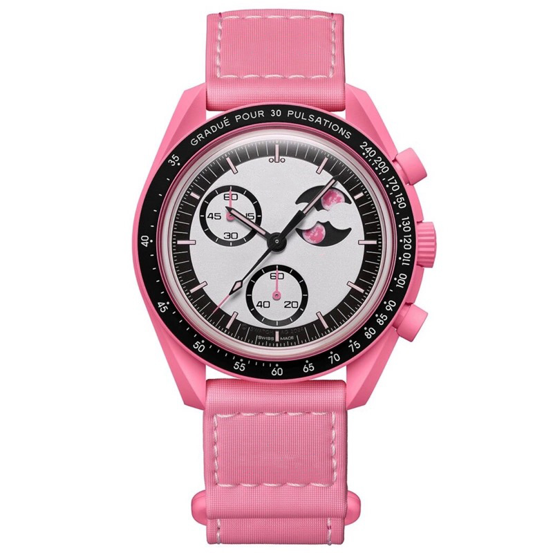 Men's Luxury Pink moon Bioceramic Chronograph Watch with Moon Phase Display - "Mission to Mercury" Collection