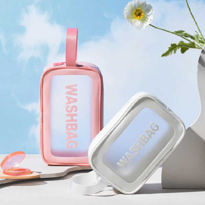 Waterproof Makeup Bag Portable Makeup Bag Large Capacity Transparent W Bag Travel PVC Matte Makeup Bag Storage Bag PU BagXJ250415