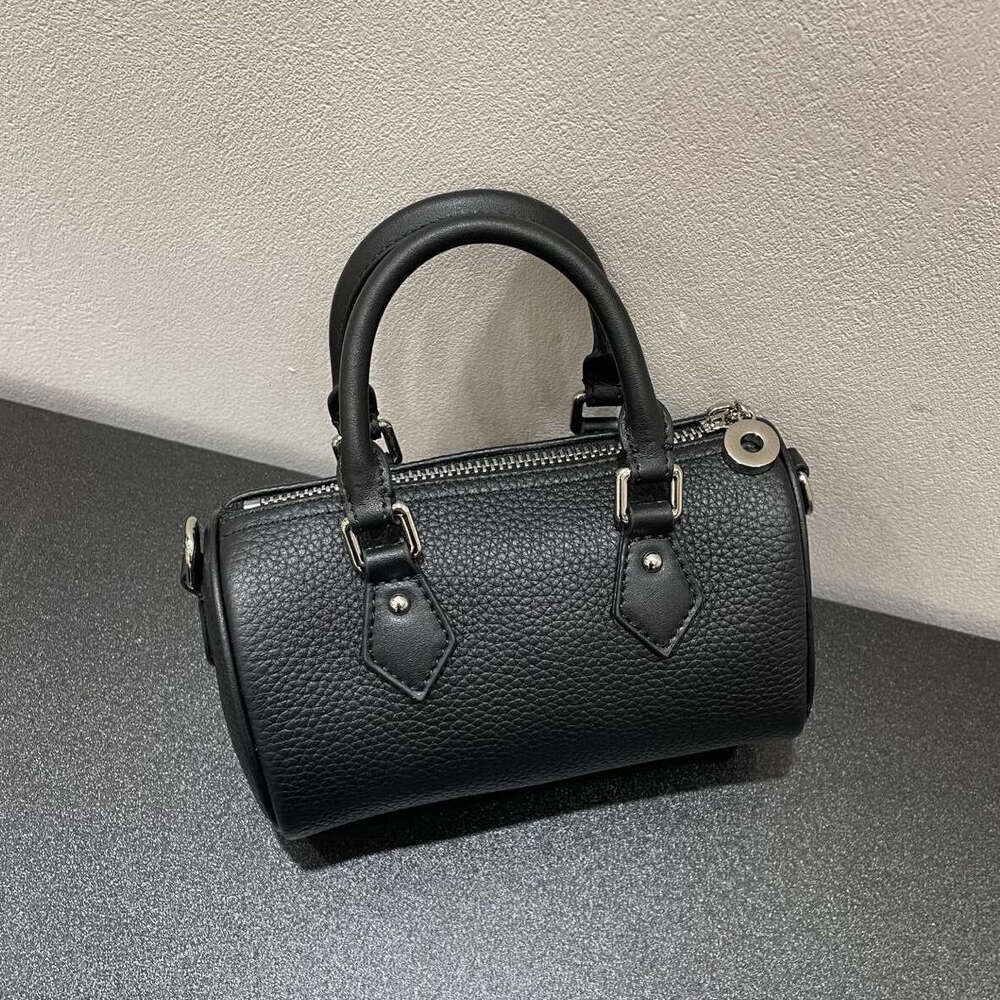 Mm Women's Bags Women's Boston Bowling New TC Cowhide Handbag Crossbody Niche Design Shoulder Bag