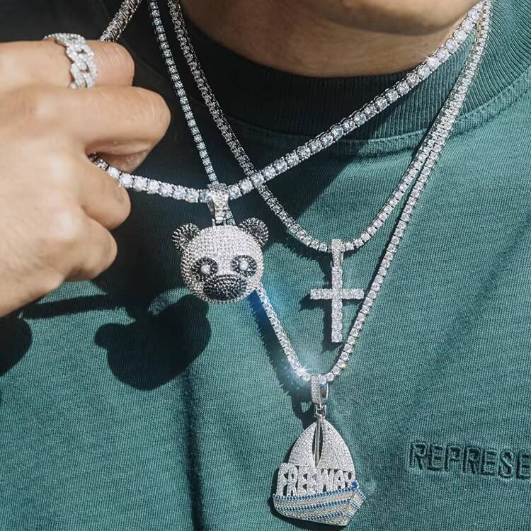 Best Gift for Mans Women Hip Hop Chain Bracelet 3mm Wide S925 Silver Moissanite Diamond Necklace Tennis Link Chain