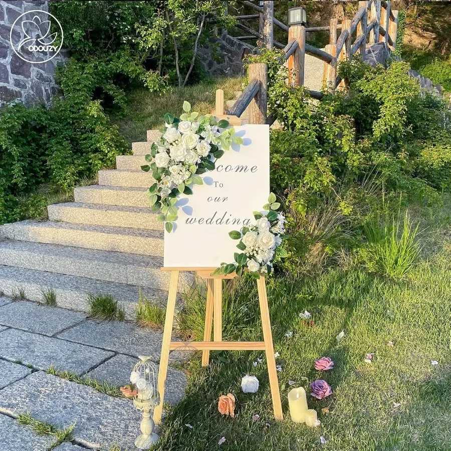 Pack of 2 Wedding Arch Artificial Flowers for Banquet Party Reception Entrance Welcome Sign and Background Decoration Elegant WM251115