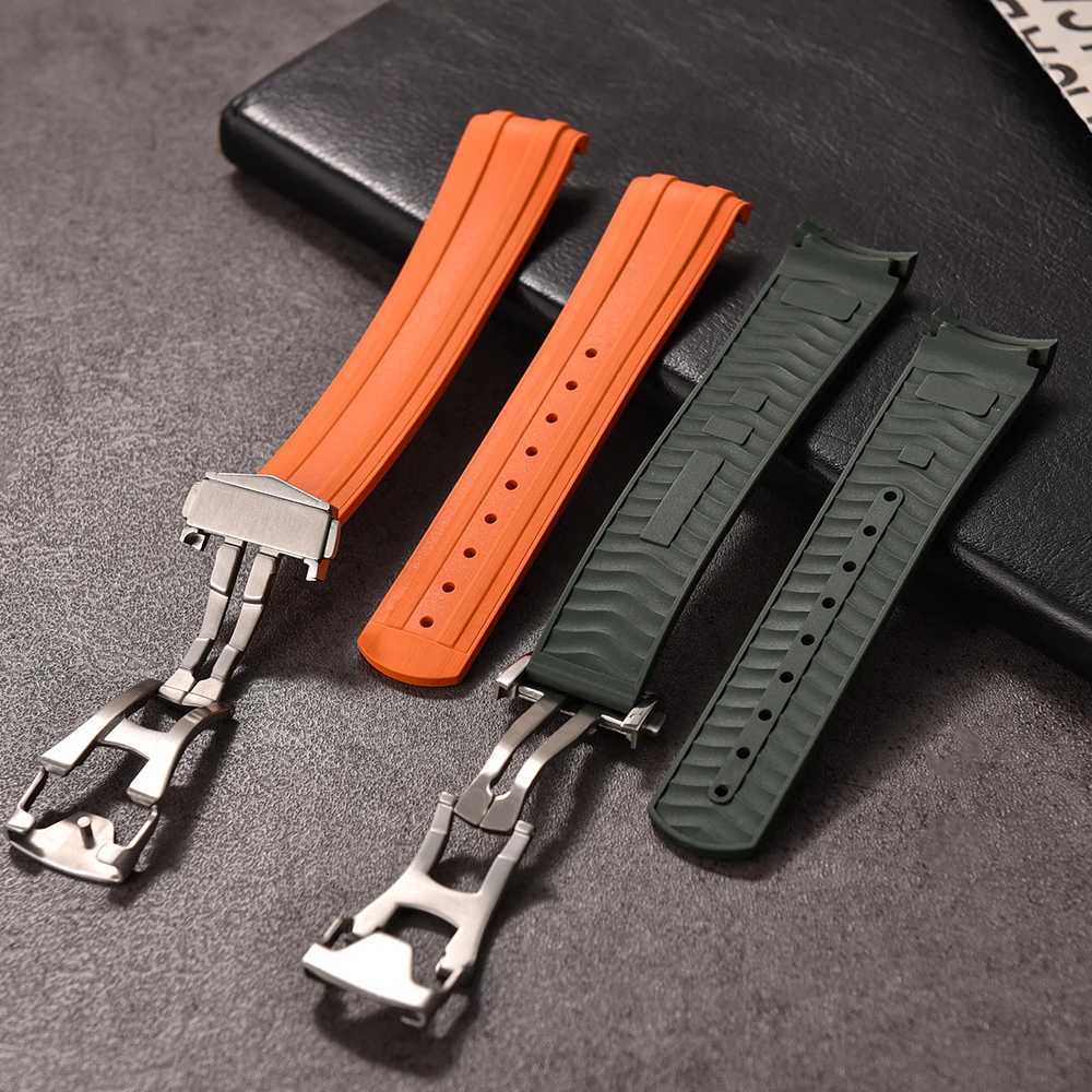 New Design FKM 20mm Curved End For Omega Seamaster 300 Fluororubber Strap PFAS Certificati With Original Fold Buckle Watch Bands W251114