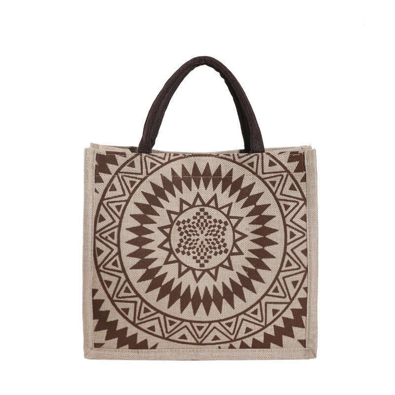 Handmade Beach Bag Large Capacity Linen Single Shoulder Tote Bag For Women's New Ethnic Style Fashion Mommy Bag, College Student Class Handbag Kq