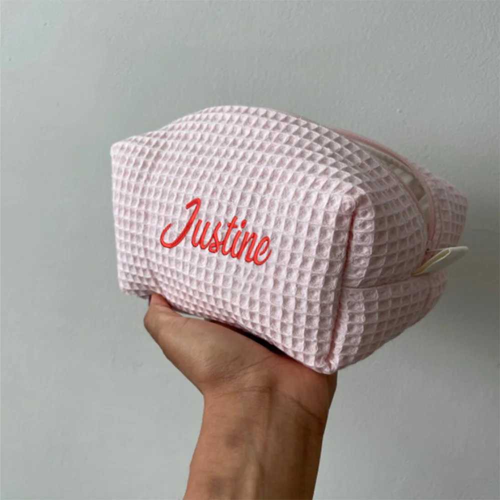 Customized Embroidery Name New Cosmetics Bag Womens Corduroy Storage Bag Travel W Bag Personalized Birthday Gift Toilet BagXJ250415