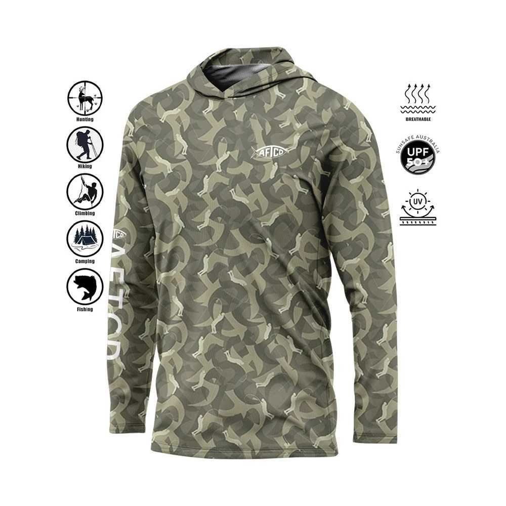 AFTCO Mens Sports Fishing Shirt AFTCO Mens Long Seve Performance Shirt UV Fishing Shirt Thin Breathable Outdoor Hoodie W250415