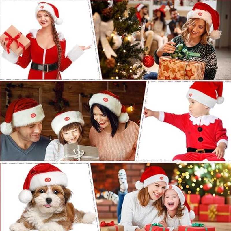 Singing and Dancing Christmas Hat Electric Santa Hat Red and White Music Christmas Hat Christmas New Year Party Supplies Gifts Y251115