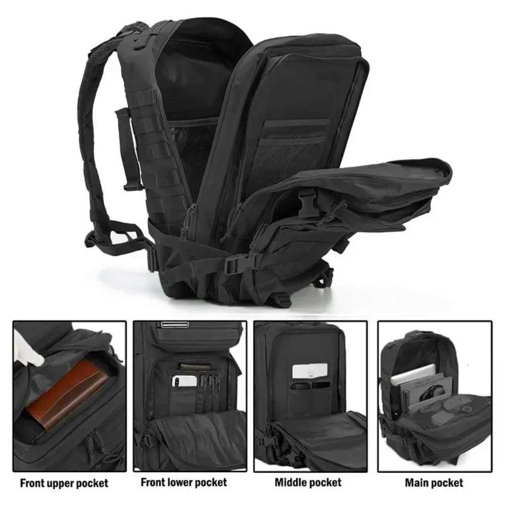 60L Army Military Tactical Backpack Mens Travel Large Capacity Rucksacks Men Waterproof Outdoor Sports Multi-functional BagsW251114