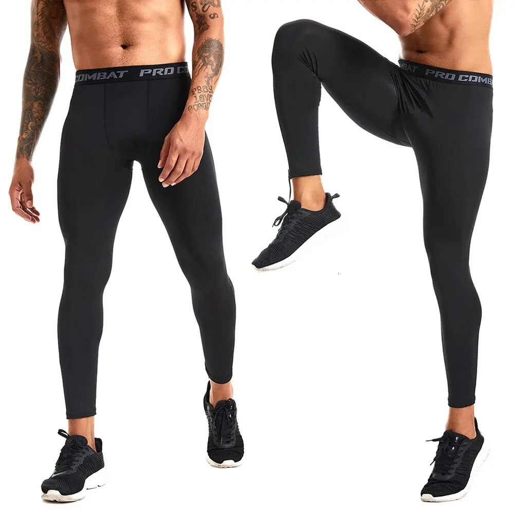 Mens Running Leggings Sportswear Quick Dry Gym Fitness Tights Workout Training Jogging Sports Trousers Compression Sport Pants 250415