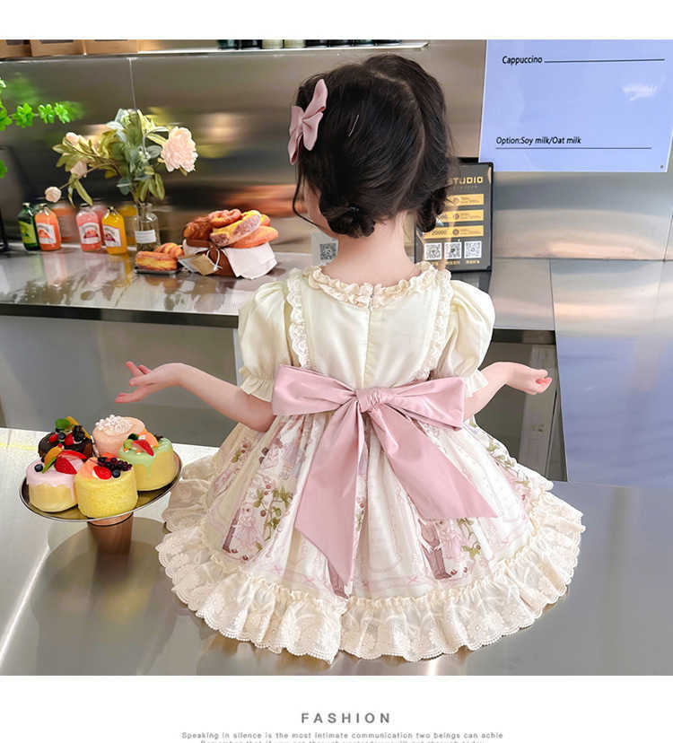 Girls Lolita cartoon rabbit Lolita Princess pompadour dress Children's dress autumn new girls baby dress