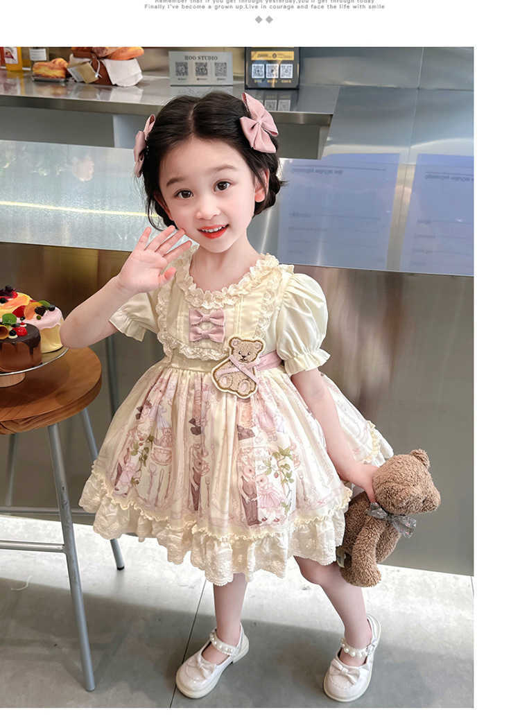 Girls Lolita cartoon rabbit Lolita Princess pompadour dress Children's dress autumn new girls baby dress
