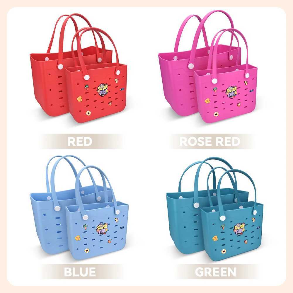 New solid color beach bag fashionable rubber handbag portable EVA handbag suitable for beach boats sports and shopping W250415