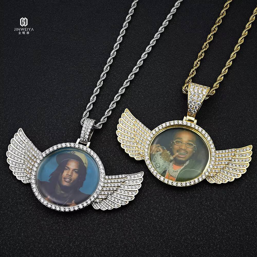 Custom Memory Photo Frame Medallions NecklacePendant in Silver With Tennis Chain Hip Hop Jewelry Personalized Cubic Zircon Gift