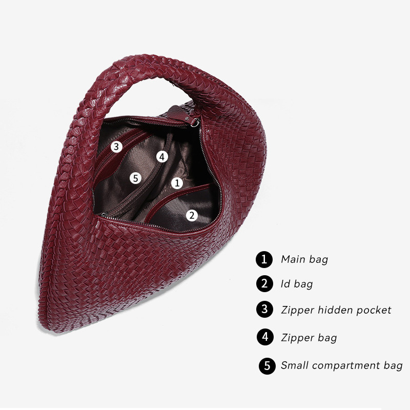 Free shipping designer bags Hand-woven Women's Casual Handbag Soft PU Leather Underarm Shoulder Bag Weave casual and fashionable bags
