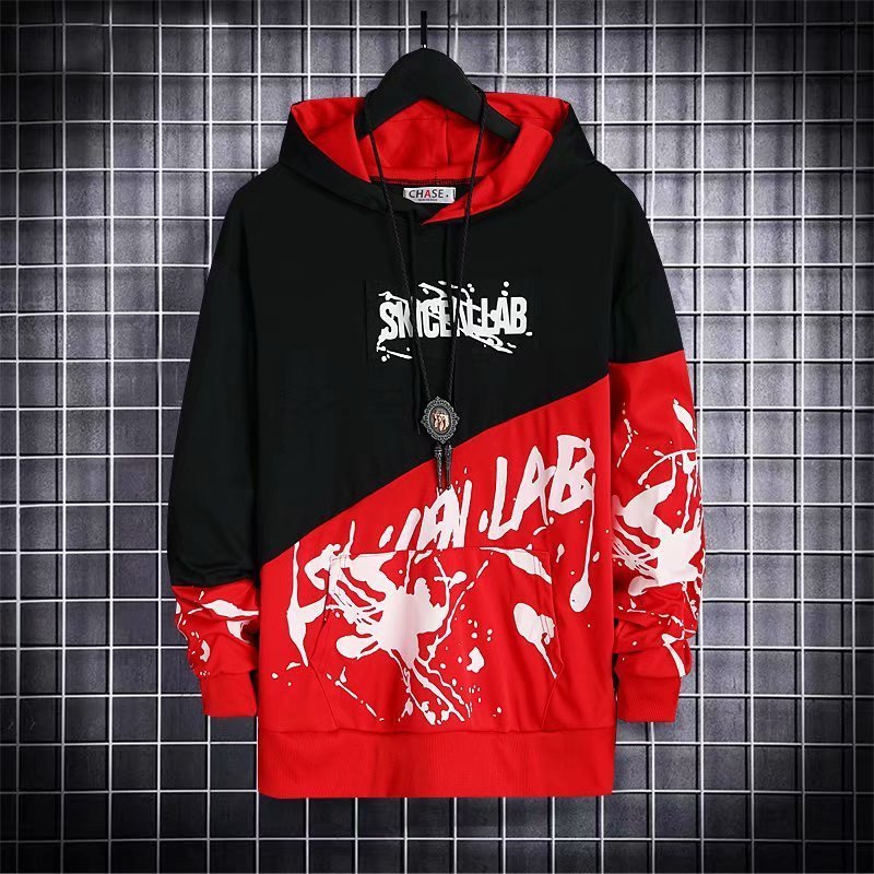 Hip hop splash ink Hoodie mens trend long sleeve top in spring and autumn new loose coat Hoodie