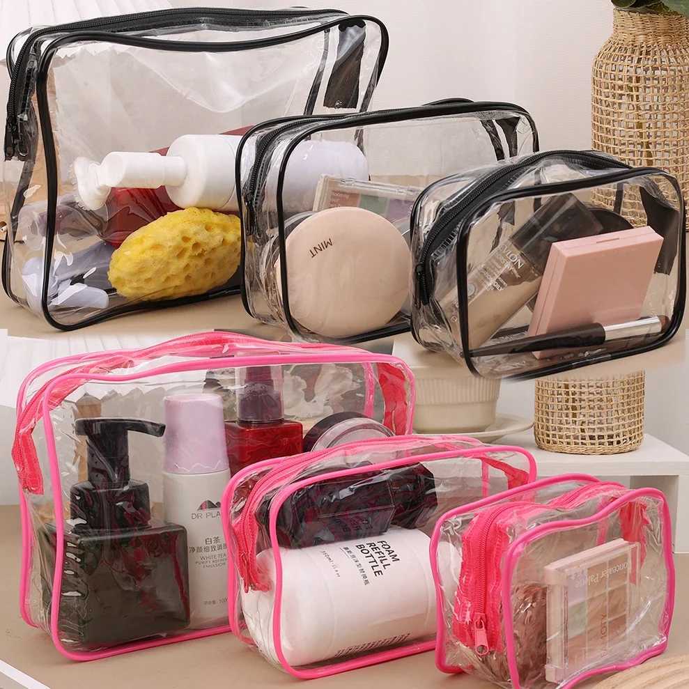 3-size transparent bag PVC womens zipper transparent makeup and beauty box travel toilet organizer storage bathroom W bagXJ250415