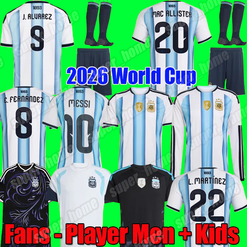 2026 World Cup Argentina messis Fans player version 3 stars soccer Jerseys 50th anniversary football shirt kit Mens Kids kit sets