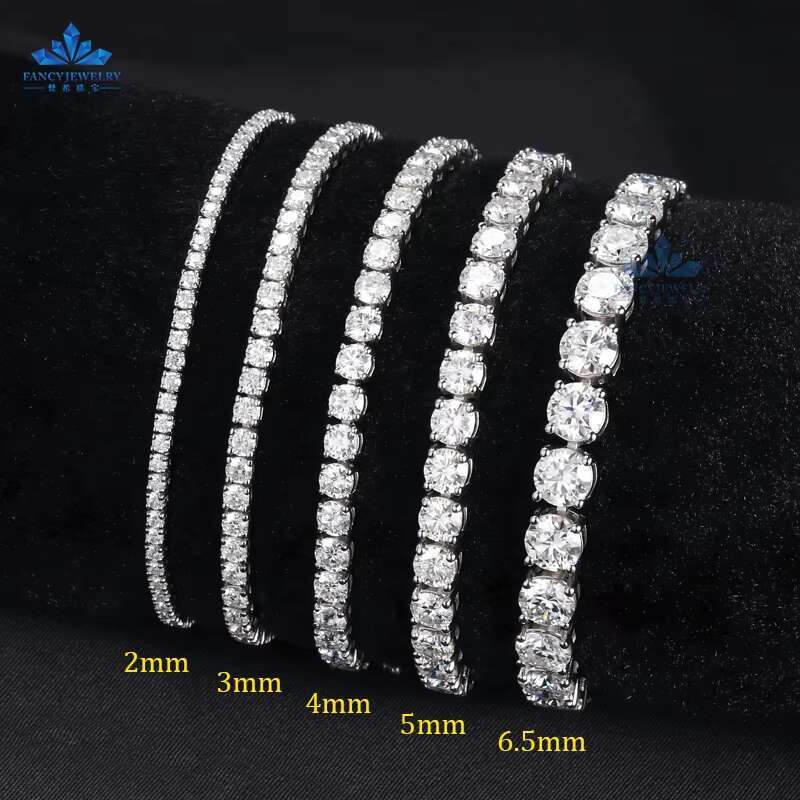 In Stock 3mm 4mm 5mm VVS Moissanite 925S Sterling Tennis Chain Bracelet for Hip Hop