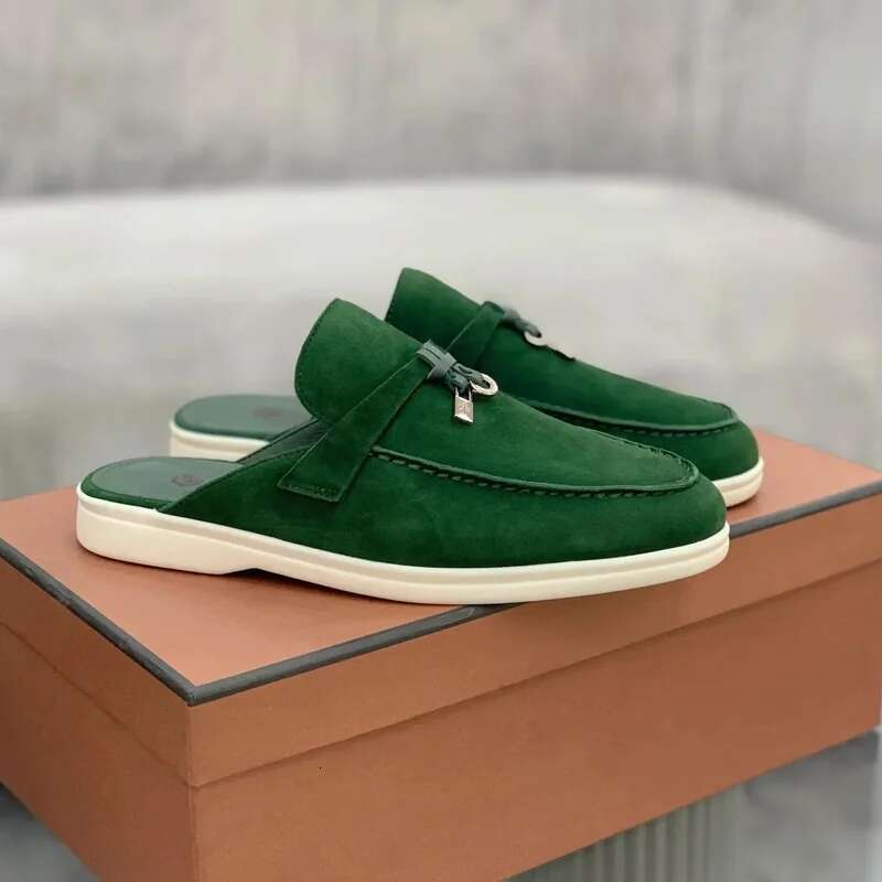 2025 Genuine flat heel slippers: Comfortable, lazy style women; easy to wear, leather - made for men.