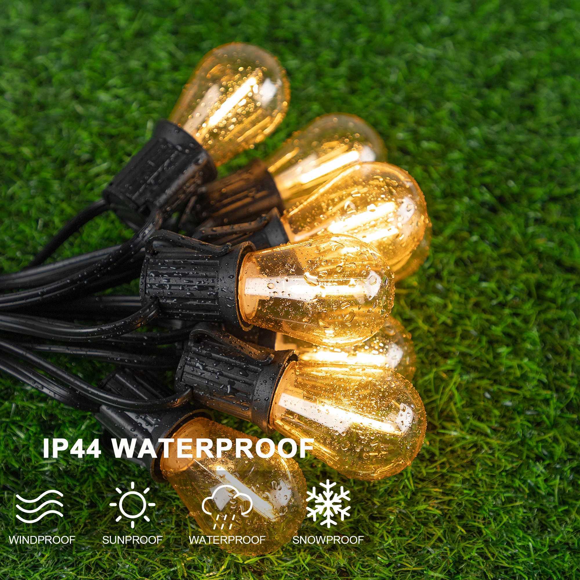 15Pack S14 1W Amber Plastaic Led Edison Light Bulbs Shatterproof E27 Screw Base Dimmable Outdoor String Light Replacement Bulb C251115