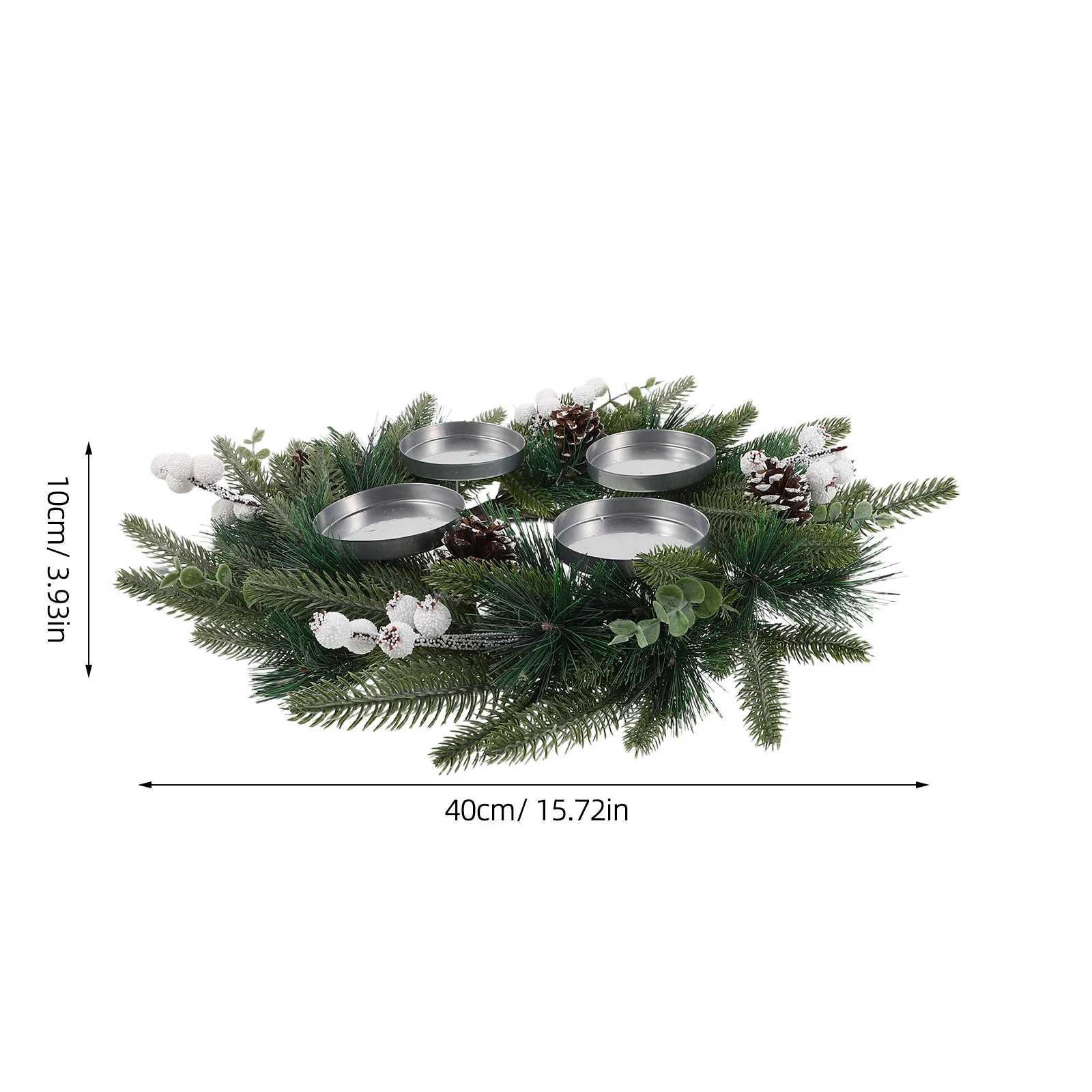Christmas Advent Wreath Artificial Pine Ring 1572 Inch Berries Cone Decorative Holiday Fireplace CenterpieceM251115