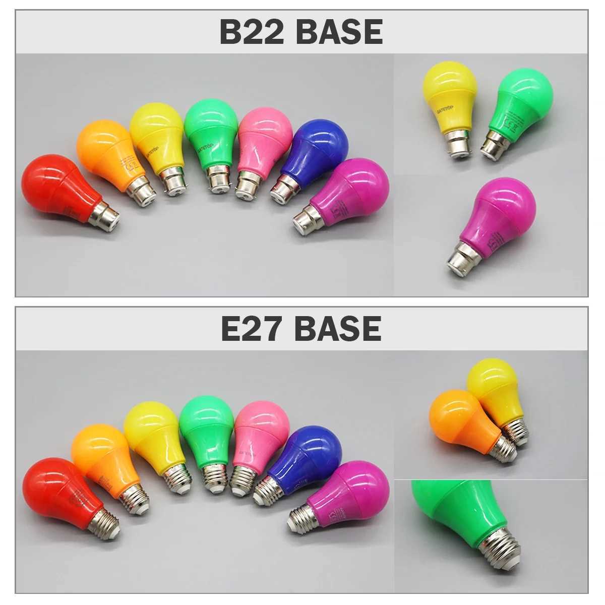 2-12pcs Universal plug E27 screw socket lamp holder 8w red yellow blue green pink light night light LED color light bulb C251115