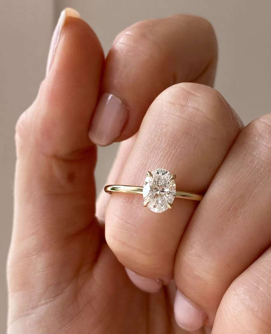 Single Oval Moissnaite Four Claw Pure 14k White Rose Yellow Color Solid Gold Ring 2 Grams Gold Solitaire Ring Price