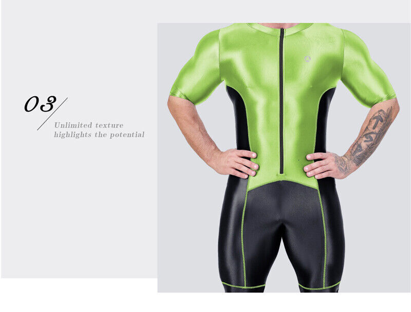 Tracksuits AMORESY Men Set Jumpsuit Shiny Glossy Athletic Tights Workout Clothes