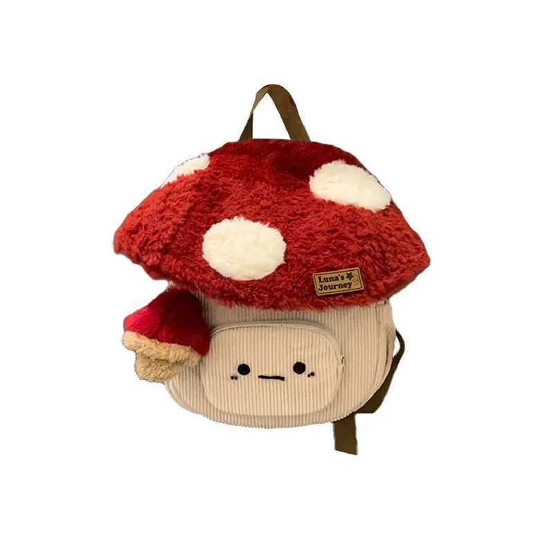 Fashion Cartoon Mushroom Backpacks for Women New Autumn Winter Anime Plush Cute Doll Bag Christmas Gift Cute Anime BackpackW251114