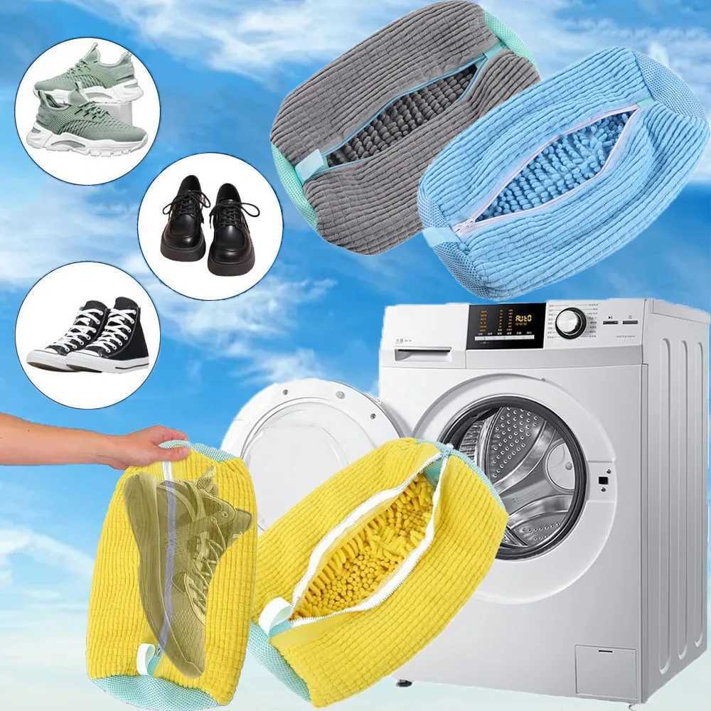 Durable Mesh Shoe Wash Bag with Zipper Rich Fluff Inside Protects Sneakers Casual Shoes in Washer Dryer Travel Storage Organizer L251115