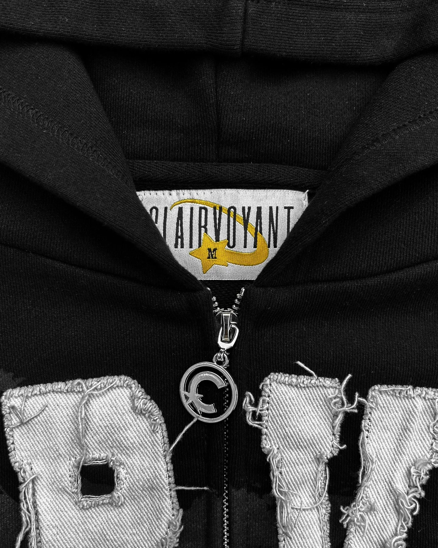 Black CLRVNT Trendy America Streetwear Y2K Letter Patchwork Zip Up Hoodie Gothic Punk Rock Men Women Sweatsuit Hoodies 250414