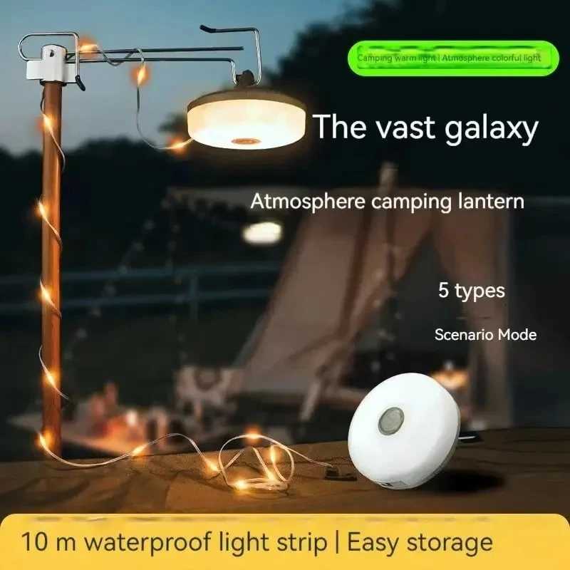 LED Camping Lamp Strip Atmosphere 10M Length Waterproof Recyclable Light Belt Outdoor Garden Decoration Lamp for Tent Room M251115